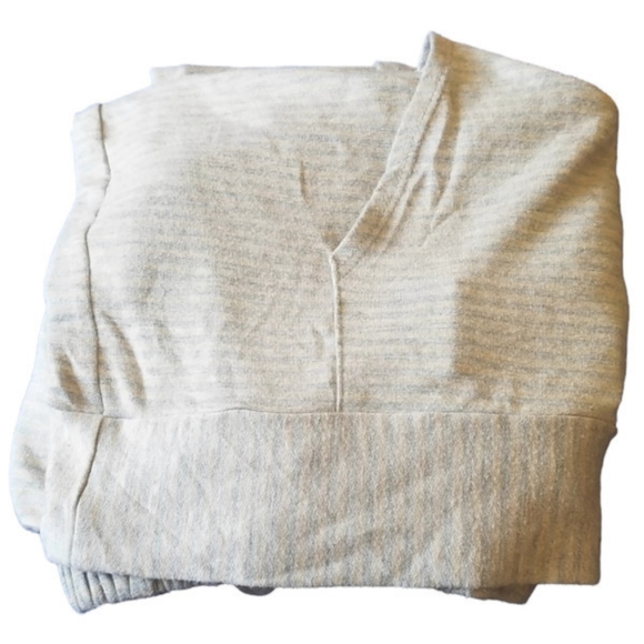 COPY - Elan womens lace up gray long sleeve striped pullover sweatshirt size S - Picture 4 of 6